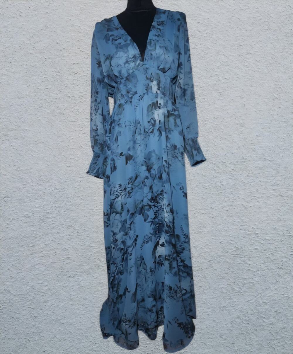 Blatic Born Olivia Floral Maxi Dress Deep Blue Women’s XL New Tags